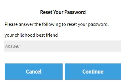 reset password by answering your security question in an empty field