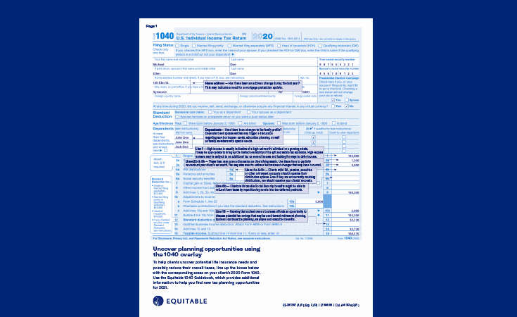 Example of 1040 overlay transparency.